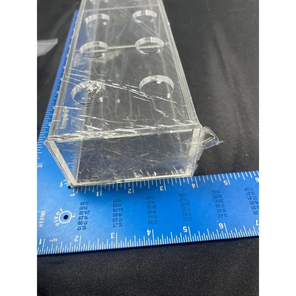 Clear Acrylic 12 Slot Display Case Rectangular Organizer with Circular Cutouts